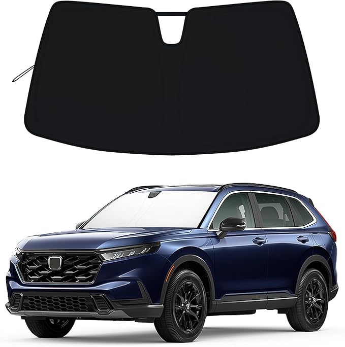 Car Windshield Sun Shade for Honda CRV 2023 2024 2025 2026 Professional 310T Reflective Polyester UV & Heat Insulation Protection, Foldable Front Window Sunshade with Storage Pouch, Keep Interior Cool