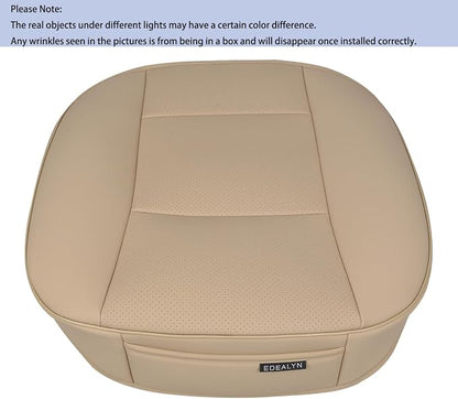 Ultra-Luxury PU Leather Car Seat Protection Cover Car Seat Cover for Most Four-Door Sedan&SUV,Single Seat Cover Without Backrest 1PCS (W 20.8× D 21× T 0.2inch) (3D-Beige)