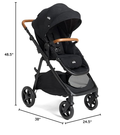 Joie Ginger and Mint Latch Travel System – 4-in-1 Travel System with Baseless Infant Car Seat & Stroller, One-Click Install, from Birth Stroller (Shale Dark)