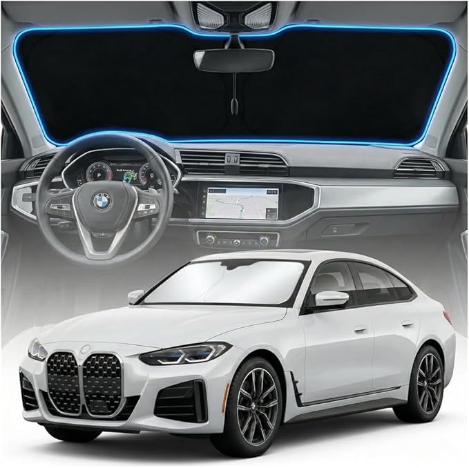 for BMW 4 Series Sun Shade Windshield Cover - Custom Fit 4 Series Accessories 2021-2025 2026 Sunshade Foldable UV Protection & Heat Shield Sun Visor Accessories