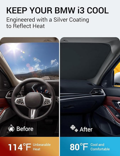 Proadsy 2026 Upgrade Front Windshield Sun Shade Foldable Sunshade Protector Custom Fit 2014-2022 BMW i3 Accessories