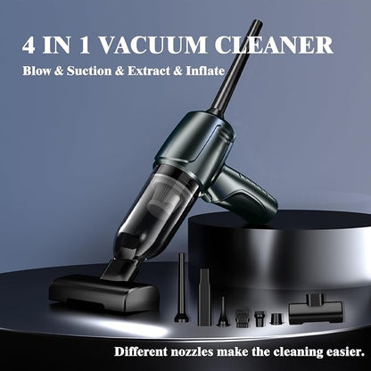 Car Vacuum Portable Cordless, 16000PA Powerful Suction, 5 in 1 Mini Handheld Vacuum Cleaner, Small Car Vacuum Cleaner, Brushless Motor, Air Duster, 4000mAh, Dual Filter, for Cars,Home,Office,Pet