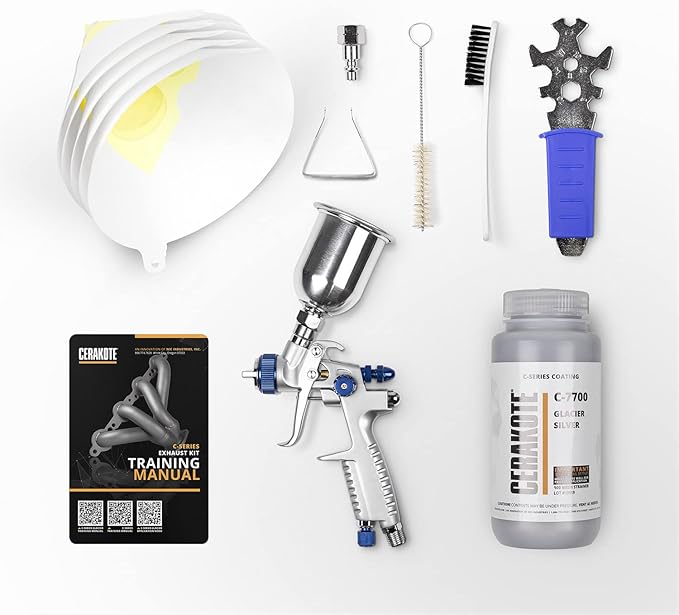 CERAKOTE® Glacier Silver Coating Kit (C-7700 16 oz.) - Everything Needed to Spray Cerakote - Air Cure - Durable, High Temp Performance Ceramic Coating (1800°F Rating)