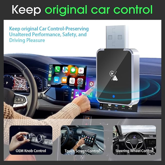2026 Upgraded Wireless CarPlay & Android Auto Adapter – Convert Wired to Wireless, Fast Auto-Connect, Stable No-Lag Connection, Plug & Play USB-C Dongle(Silver)