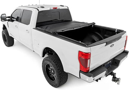 Rough Country Soft Roll-Up Truck Bed Cover for Ford F-250 & F-350 Super Duty (2017-2025) – Fits 6'10 Bed, Low-Profile All-Weather Tonneau Cover