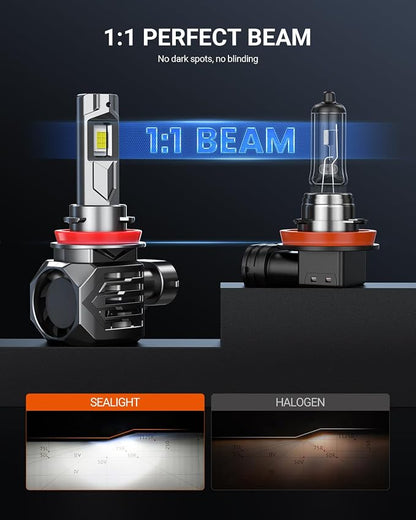 SEALIGHT H8 H11 Fog Lamps 75000LM High Power 9×Brighteness for ATVs & Powersports, 2026 Version 99% Compatibility, S7S Wireless H9 Fog Lights 10 Years Lifespan Plug and Play- Pack of 2