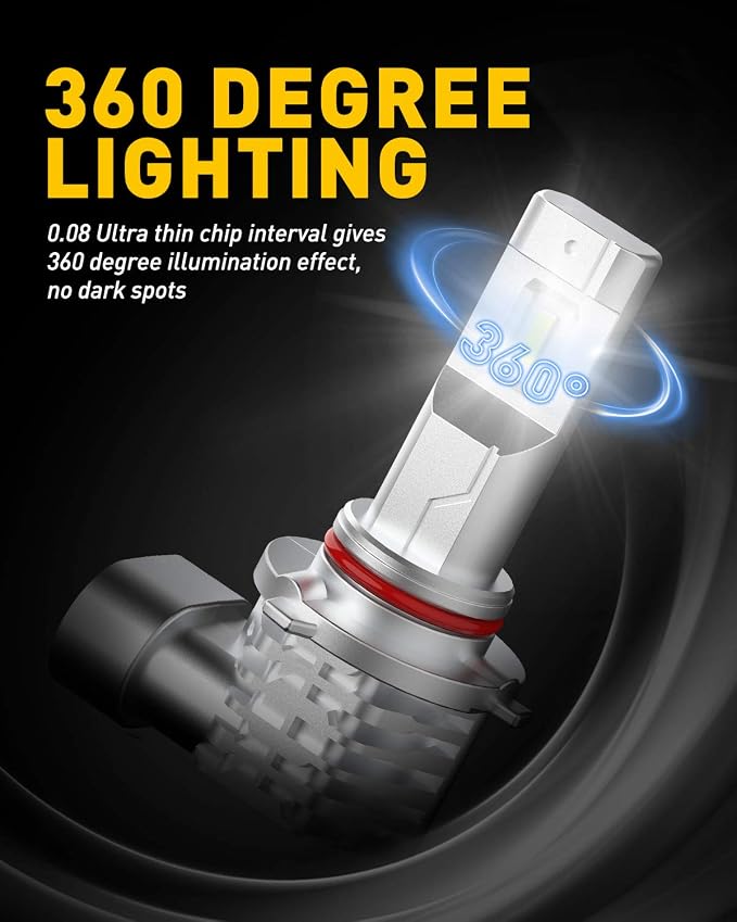 AUXITO 9145 9140 H10 LED Fog Light Bulb Fanless, 6000LM Per Set, 6500K Cool White, CSP LED Chips, Fog Light Bulbs or DRL Replacement, Pack of 2