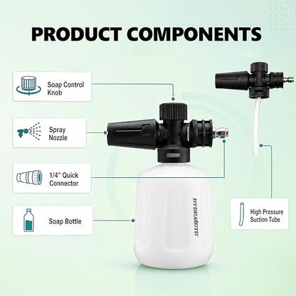 Foam Cannon for Pressure Washer, Adjustable Snow Foam Blaster with 1/4" Quick Connector, 0.11 Gallon(400ml) Foam Bottle for Car Wash, Electric Pressure Washer Accessories