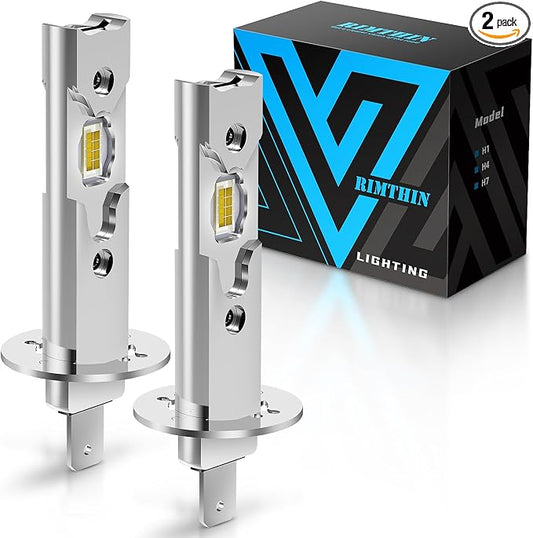 rimthin H1 Fog Light Bulbs, 32,000LM 6000K Super Brighterness, Fanless 1:1 Mini Size, No Adapter Required, Plug and Play, Pack of 2