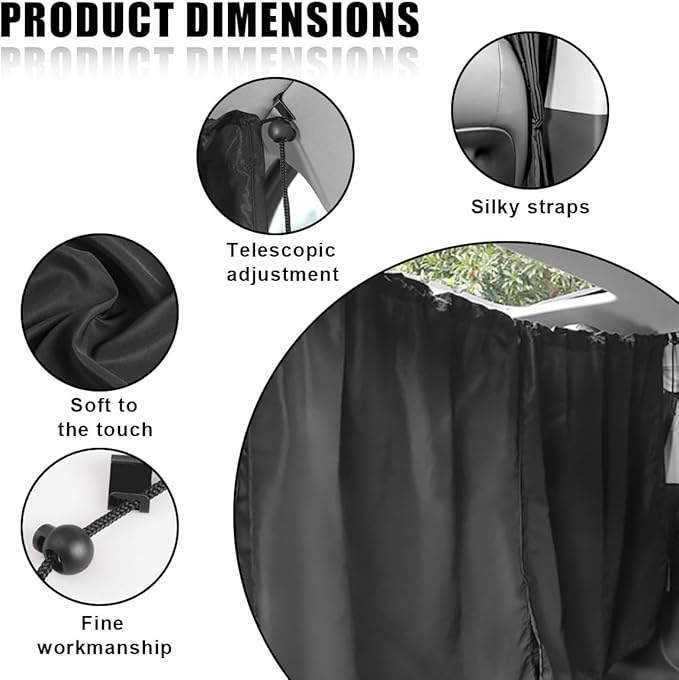 Car Window Shades, UV Protection Privacy Sunshade Covers, Removable Divider Curtains, Universal Car Interior Accessories for Sleeping Traveling Camping (1PC)