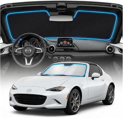 for Mazda MX5 MX-5 Miata Sun Shade Windshield Cover - Custom Fit MX5 Accessories 2017-2024 2025 2026 Sunshade Foldable UV Protection & Heat Shield Sun Visor Accessories