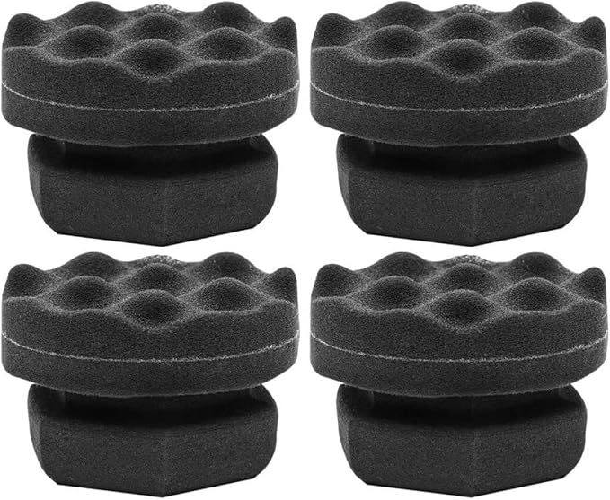 Tire Dressing Shine Applicator (4 Pack), Round Grip Deeper Tire Brush Dressing Applicator Pad Wave to Reach Trim Makes Detailing Tires Easier -, Washable, and Reusable