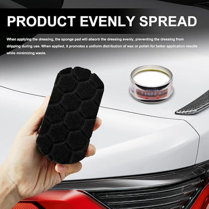 2PCS Tire Waxing Applicator Pad, Sponge Pad, Easy Grip Hex Logic Tire Shine Dressing Applicator Sponge, Car Durable and Reusable Cleaning Foam Sponges for Wheel Tire Polishing (Blue)