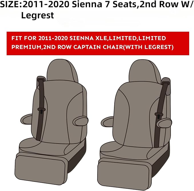 EKR Sienna Seat Covers for 2011-2020 Toyota Sienna XLE,Limited,Limited Premium,7 Seats,2nd Row Captain Seats W/Legrest,Seat Covers for SUV,Automotive Seat Cover Full Set-Three Row,Leather (Beige)