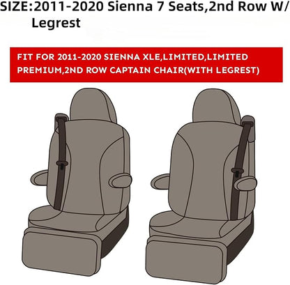 EKR Sienna Seat Covers for 2011-2020 Toyota Sienna XLE,Limited,Limited Premium,7 Seats,2nd Row Captain Seats W/Legrest,Seat Covers for SUV,Automotive Seat Cover Full Set-Three Row,Leather (Beige)