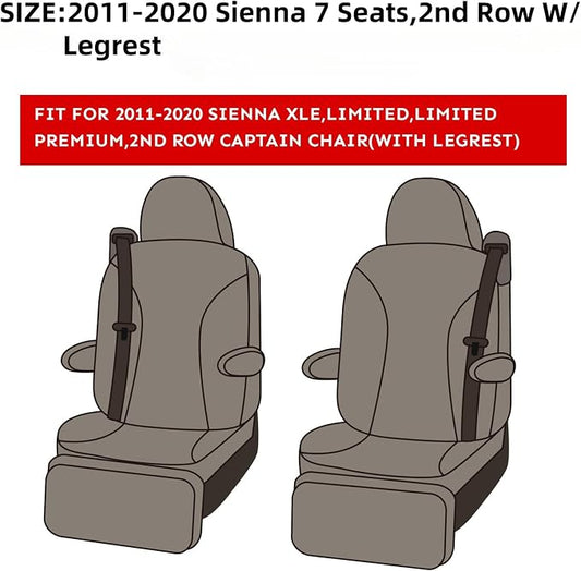 EKR Sienna Seat Covers for 2011-2020 Toyota Sienna XLE,Limited,Limited Premium,7 Seats,2nd Row Captain Seats W/Legrest,Seat Covers for SUV,Automotive Seat Cover Full Set-Three Row,Leather (Beige)