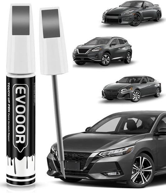 Touch Up Paint Compatible with Nissan Exact Match 2 in 1 Touch up Paint for Chips and Nicks Repair (Gun Metallic(KAD) Compatible with All Models)