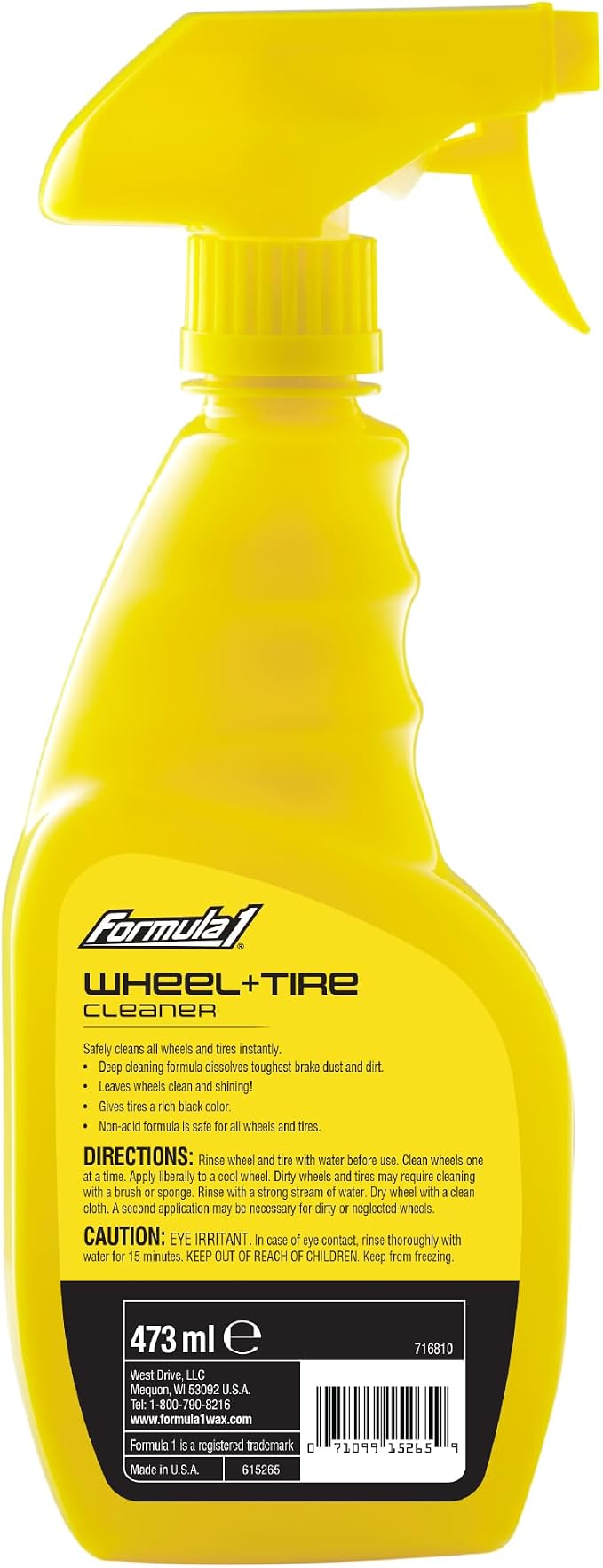 Formula 1 Wheel & Tire Cleaner - Removes Brake Dust and Dirt, Quickly Shines Rims & Tires, Safe for All Cars, Trucks, and Motorcycles (16 oz)