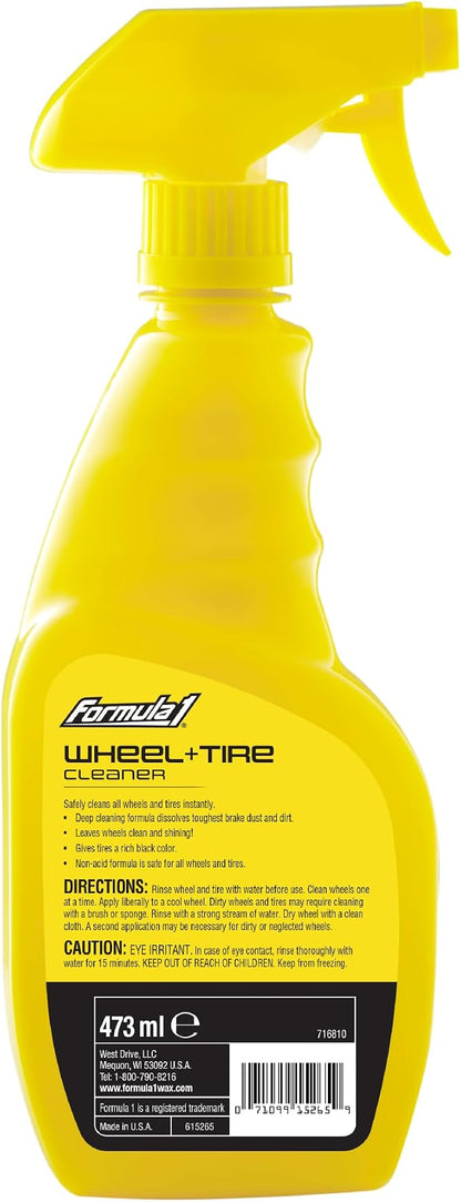 Formula 1 Wheel & Tire Cleaner - Removes Brake Dust and Dirt, Quickly Shines Rims & Tires, Safe for All Cars, Trucks, and Motorcycles (16 oz)