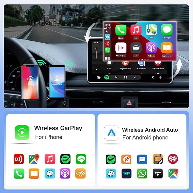 Wireless CarPlay Adapter for iPhone, Convert Wired to Wireless Apple CarPlay Adapter, Plug & Play, No Delay & Stable Control, Mini Size, USB & USB-C/Type-C for Cars 2016+ iOS10+, CarPlay Dongle Black