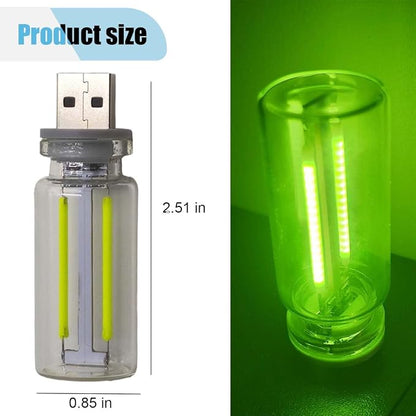 USB LED Interior Atmosphere Light, Plug-in USB Ambient Retro Lighting, Mini LED Car Interface Charging Night Light for Bedroom, Hallway (Green)