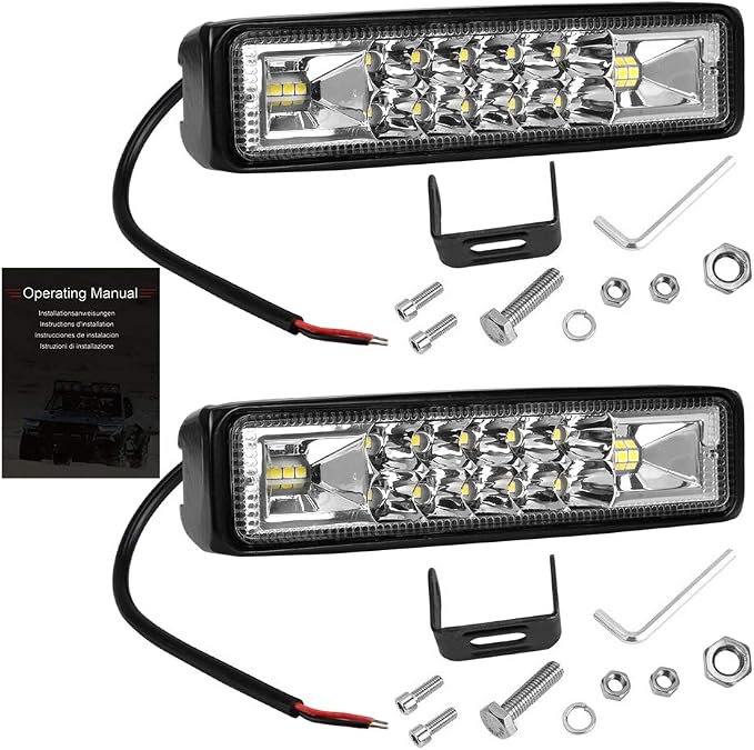 6 Inch Led Pods Light Bar - nicerpro Slim 60W 10000Lm 12V/24V Driving Fog Light Waterproof Combo Flood Spot Lights for Trucks Off Road ATV UTV Golf Cart Trailer 2 Pack