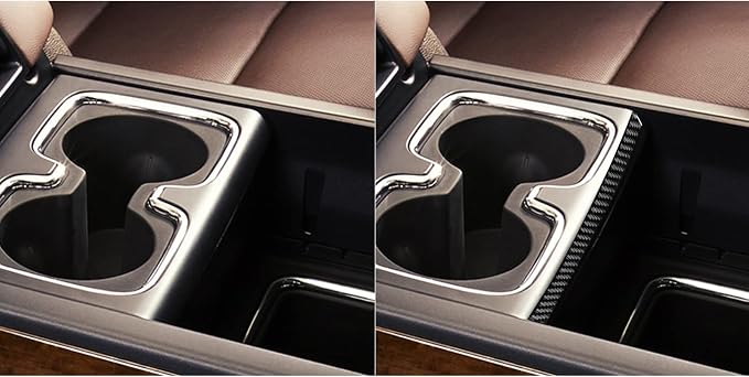 Real Carbon Fiber Fit for Chevy Silverado/GMC Sierra 1500 2014-2018 for 2500/3500HD 2015-2019 Car Center Console Water Cup Holder Decor Strip Trim Decals Sticker Auto Interior Accessories Cover Black