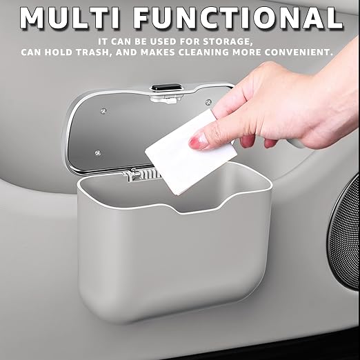 HOLDCY Car Trash Can, Waterproof Multi‑Functional Auto Trash Bin for Door/Console/Seat Back, Universal Vehicle Garbage Can for Car/Truck/SUV Drivers (Gray)
