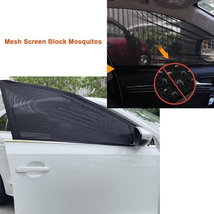 Car Front Window Screen up to 22"x42", Elastic Mesh Car Sun Shade fit for Medium and Large SUV