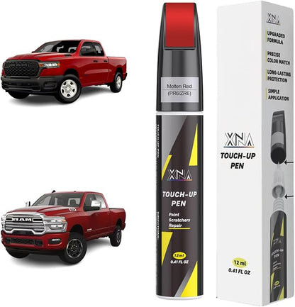 XNA Molten Red(PR6/ZR6) for Dodge Ram Touch Up Paint, 2 in 1 Car Scratch Remover with Pen Tip and Brush, Exact Color-Matched for Car Paint Scratch Repair, Quick & Easy Fix Chips and Nicks