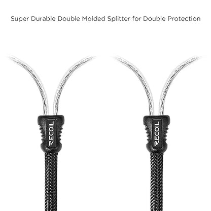 RECOIL PCI49 Premium 100% Oxygen Free Copper 9ft 4-Channel RCA Audio Interconnects Cable Double Shielded with Noise Reduction