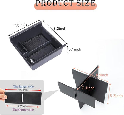 JDMCAR Center Console Organizer Set Compatible with 2010-2024 Toyota 4Runner Accessories Insert ABS Black Compartment Divider Armrest Tray (2-Pack)