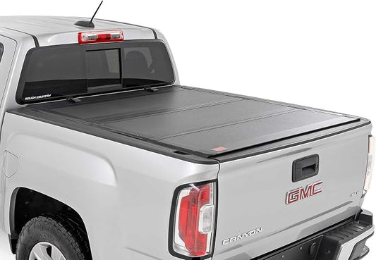 Rough Country Hard Tri-Fold Truck Bed Tonneau Cover for Chevy Colorado & GMC Canyon (2015-2026) - Aluminum Flip-Up Folding Bed Cover, Fits 5' (60") Bed