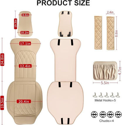 2 Pack Leather Front Car Seat Covers, Universal Sideless Car Seat Protectors with Storage Pocket and Seat Belt Pads, Waterproof Automotive Seat Cover for Cars Trucks SUV(Yellow Beige)
