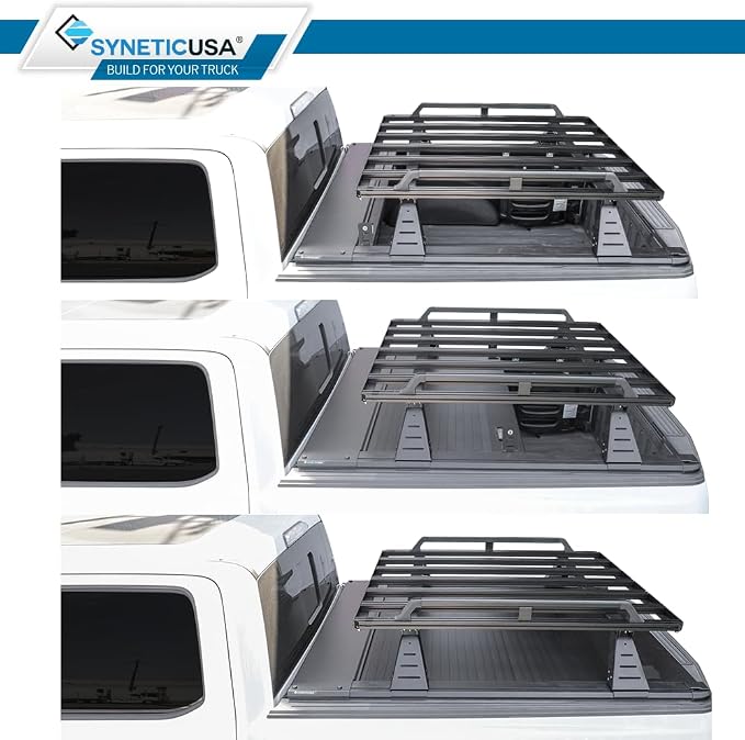 Syneticusa MR Retractable Truck Bed Cover with R2 Rack for Ford F-150 2004–2026 | 5.5' (67”) Short Bed | Aluminum Hard Retractable Tonneau Cover | One-Person Installable | Waterproof, Low-Profile