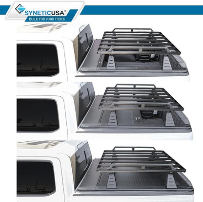 Syneticusa MR Retractable Truck Bed Cover with R2 Rack for Ford F-150 2004–2026 | 5.5' (67”) Short Bed | Aluminum Hard Retractable Tonneau Cover | One-Person Installable | Waterproof, Low-Profile
