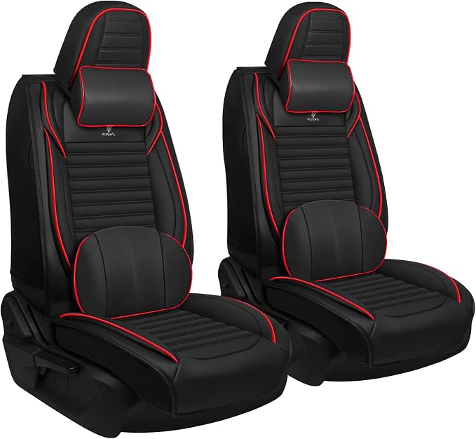 Seat Covers Fit for Nissan Rogue 2015-2026, Breathable and Comfortable Leather Car Seat Cover, Deluxe Waterproof Cushion Cover Auto Interior Accessories (Black Red)