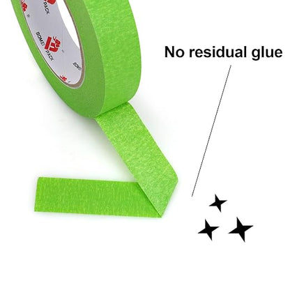 BOMEI PACK Painters Tape - Painting Tape for Car Paint Green - 1 inch x 60 Yards Paint Tape for Walls Painting, Automotive, Labeling, DIY Crafting, Decoration and School Projects, 6 Pack