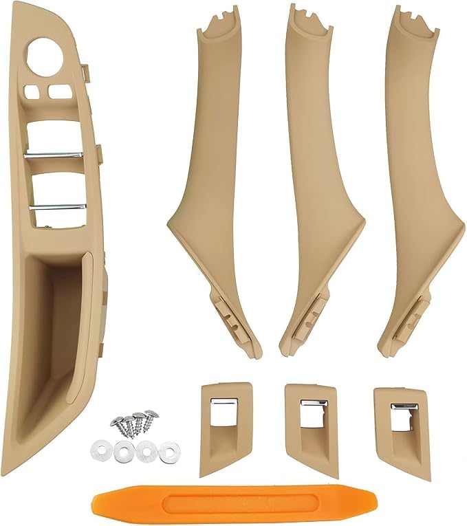 Door Handle Cover Kit for BMW 5 Series 520 523 525 528 530 535 F10/F11/F18 2010-2016, Driver & Passenger Side Window Switch Armrest Trim for Left-Hand Drive Models (Beige)