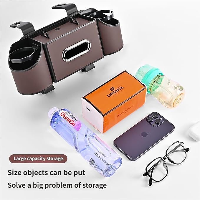 4-in-1 car organizer back seat, Multi-Pocket backseat car cup holder, Universal back seat cup holders for cars, car organization, for Travel & Daily Use (KARTAN)