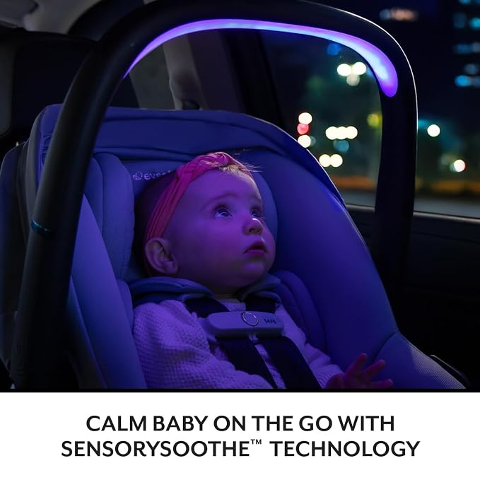 Evenflo LiteMax NXT Rear-Facing Lightweight Preemie and Infant Car Seat 3-30lbs with SensorySoothe. Easy Install with Base (Jasper Black)