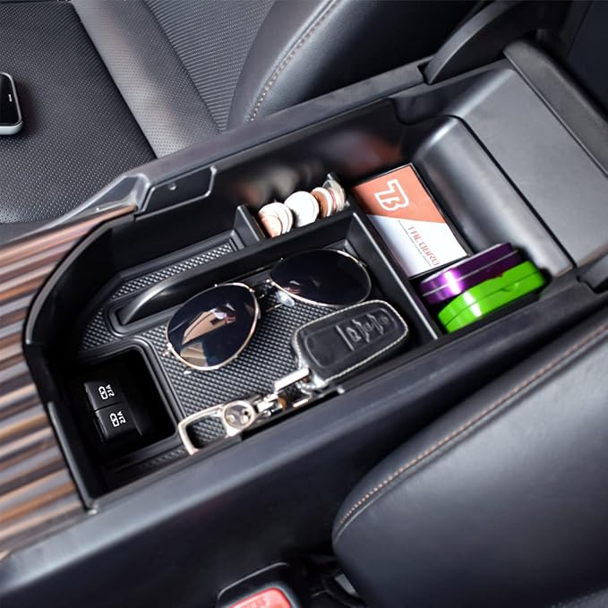 TACORBO Center Console Organizer Compatible with Camry XLE XSE 2018-2022 2023 2024 and Camry LE SE 2020 2021 2022 2023 2024 Insert Tray Accessories, Armrest Secondary Storage Box, Black Trim