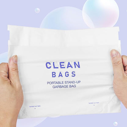 Disposable Cars Trash Bags Standable 60 Pack Car Garbage Bag Self Adhesive travel trash bag for Cars Kitchens Bedrooms Offices Travel and Camping Open Top Cleaning Bags (10.1 * 2.3 * 7.6 in) (60)