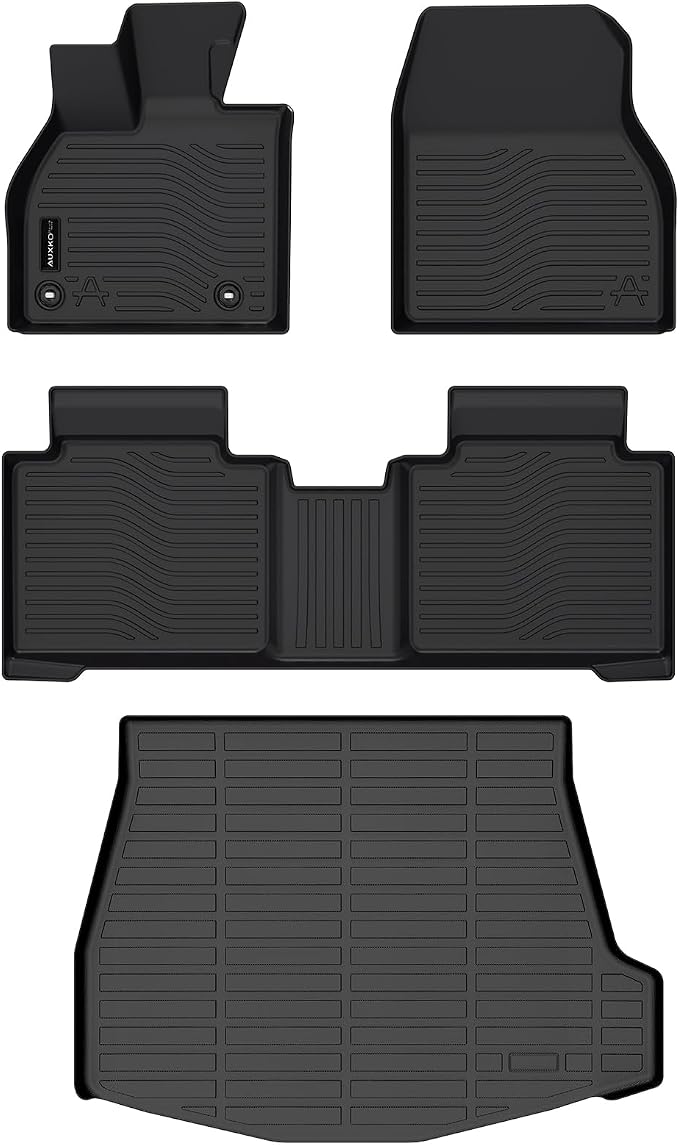 Auxko All Weather Floor Mats Cargo Mat Fit for 2026-2023 Subaru Solterra/Toyota BZ4X 2025-2023/2026 BZ TPE Floor Liner Trunk Mat Accessories All Season Odorless Anti-Slip Black