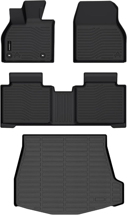 Auxko All Weather Floor Mats Cargo Mat Fit for 2026-2023 Subaru Solterra/Toyota BZ4X 2025-2023/2026 BZ TPE Floor Liner Trunk Mat Accessories All Season Odorless Anti-Slip Black