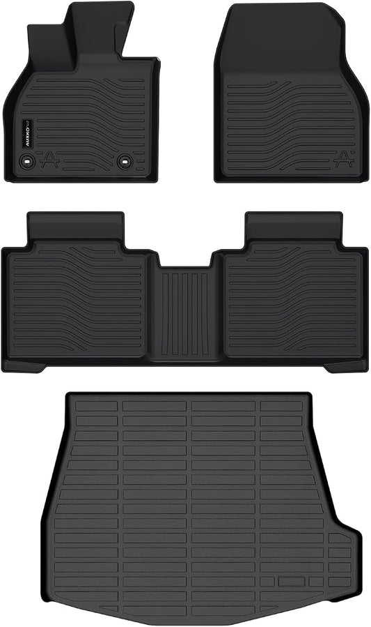 Auxko All Weather Floor Mats Cargo Mat Fit for 2026-2023 Subaru Solterra/Toyota BZ4X 2025-2023/2026 BZ TPE Floor Liner Trunk Mat Accessories All Season Odorless Anti-Slip Black