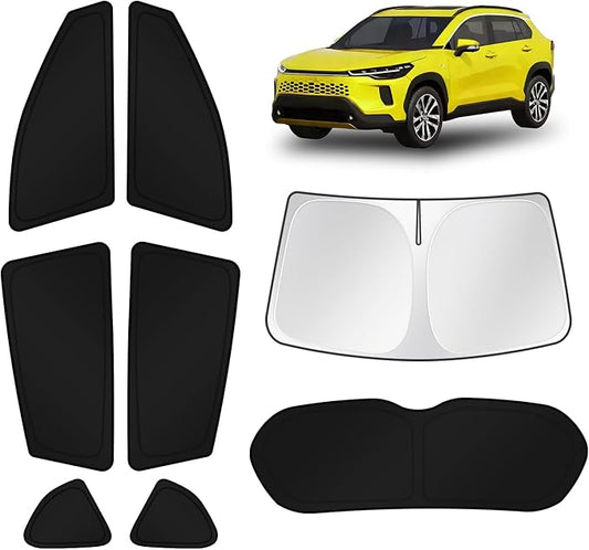 KUST Car Window Shades for Toyota RAV4 2013-2018 Windshield Sun Shade Side Window Cover UV Block Privacy Protection Accessories for Camping Blackout Rear Back Full Set 8PCS
