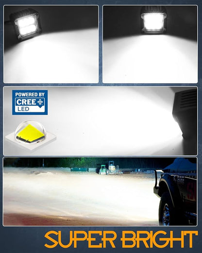 LED Pod Lights, Nirider 2PCS 120W 3 Inch CREE Fog Lights LED Cube Light Off Road Light Pods Spot Light Bars for Truck Car SXS UTV ATV Tractor Boat