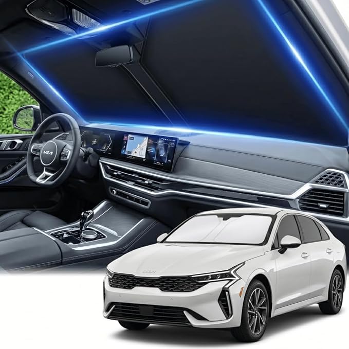 Windshield Sun Shade for Kia K4 2025-2026 Sunshade Front Window Shade Custom Fit K4 Accessories Sun Visor Foldable Shade Blocks UV Rays Accessories