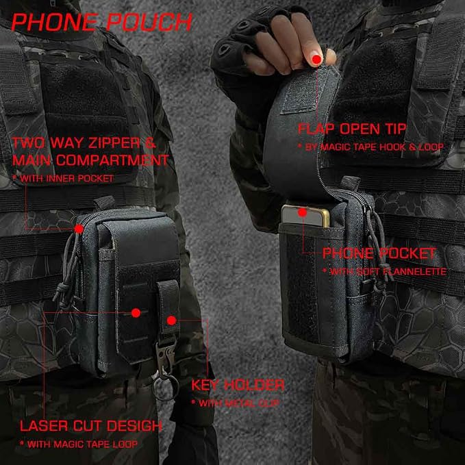 Molle Seat Back Organizer with 5 Pouches, Tactical Seat Covers, Molle Tactical Vehicle Organizers Panel Car Seat Covers Protector for Truck